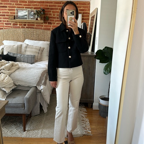 Zara short wool blend jacket coat black 3046/377 XS - Picture 8 of 9